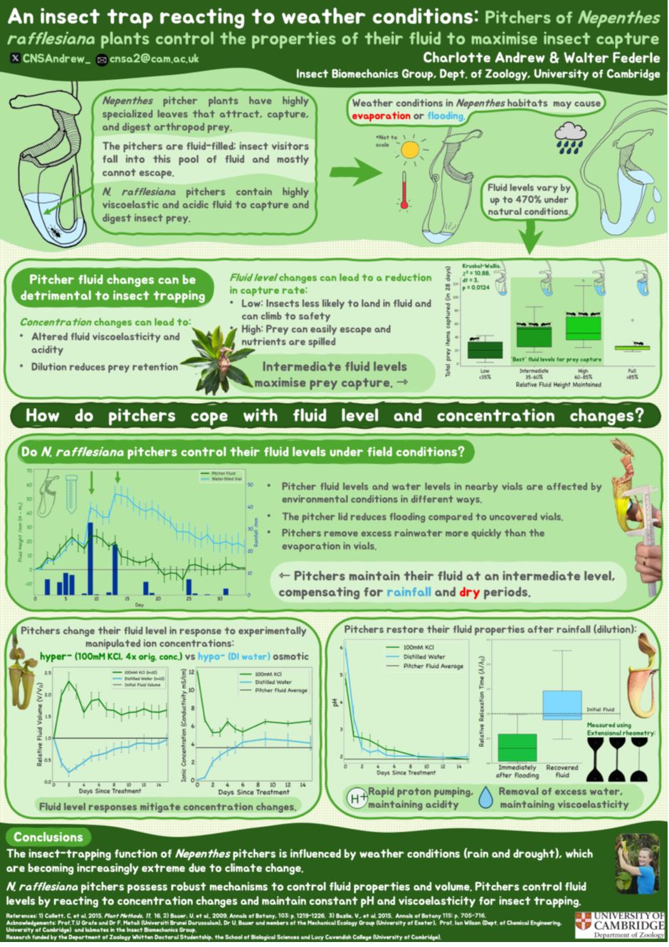 Poster: An insect trap reacting to weather conditions: Pitchers of Nepenthes rafflesiana plants control the properties of their fluid to maximise insect capture